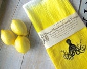 Beach House Octopus Towel //  Ombre Yellow Kitchen Flour Sack //  Dip Dyed Hand Towel // Modern Beach House