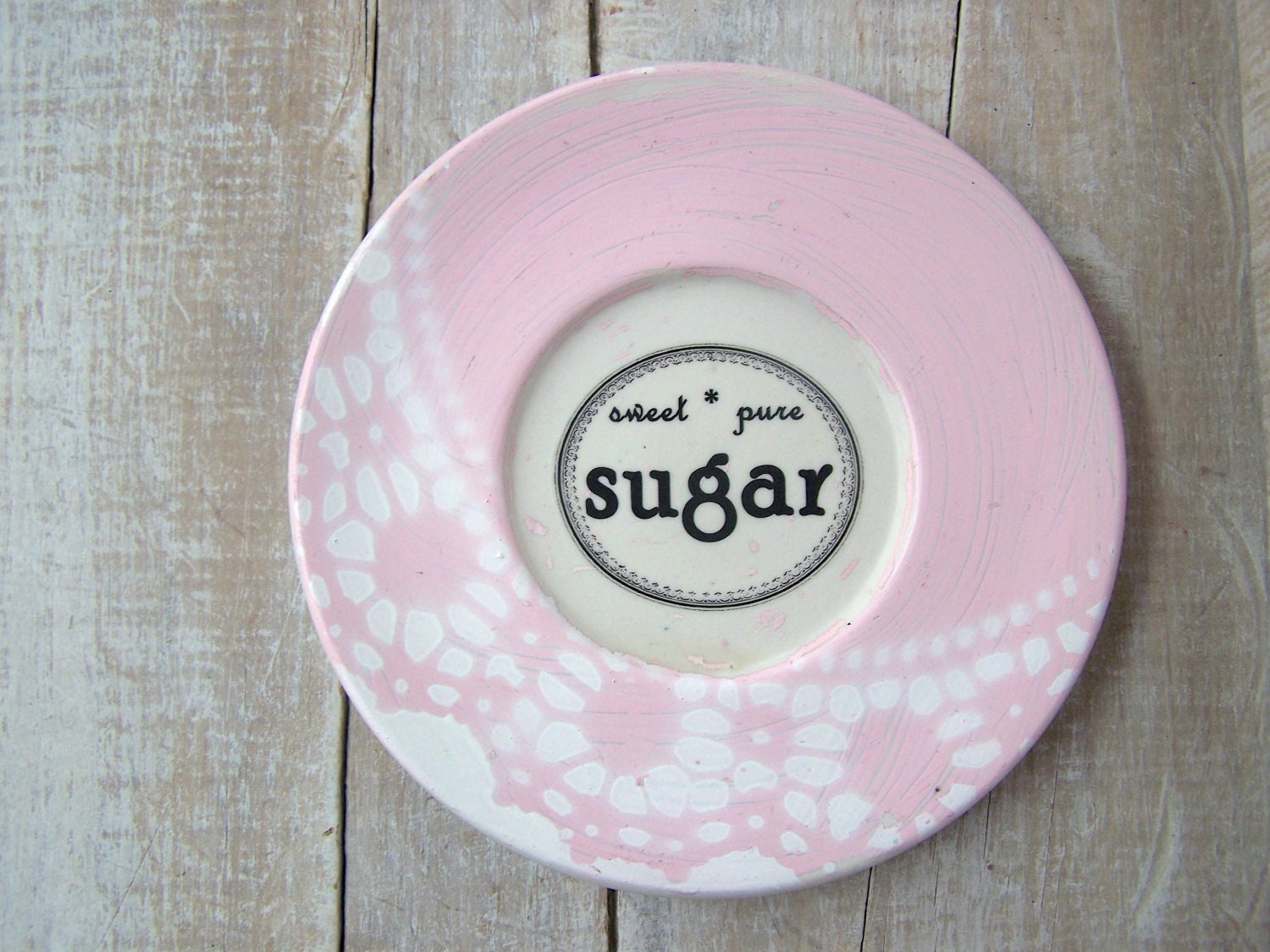 Sugar Sign //  Pink & White Shabby Kitchen Sign // French Country Kitchen Dollie Wall Decor // Vintage Retro Sign
