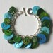 Button Charm Bracelet Emerald Green and Aqua Blue