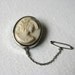 Vintage Sterling Silver Moulded Plastic Cameo Brooch