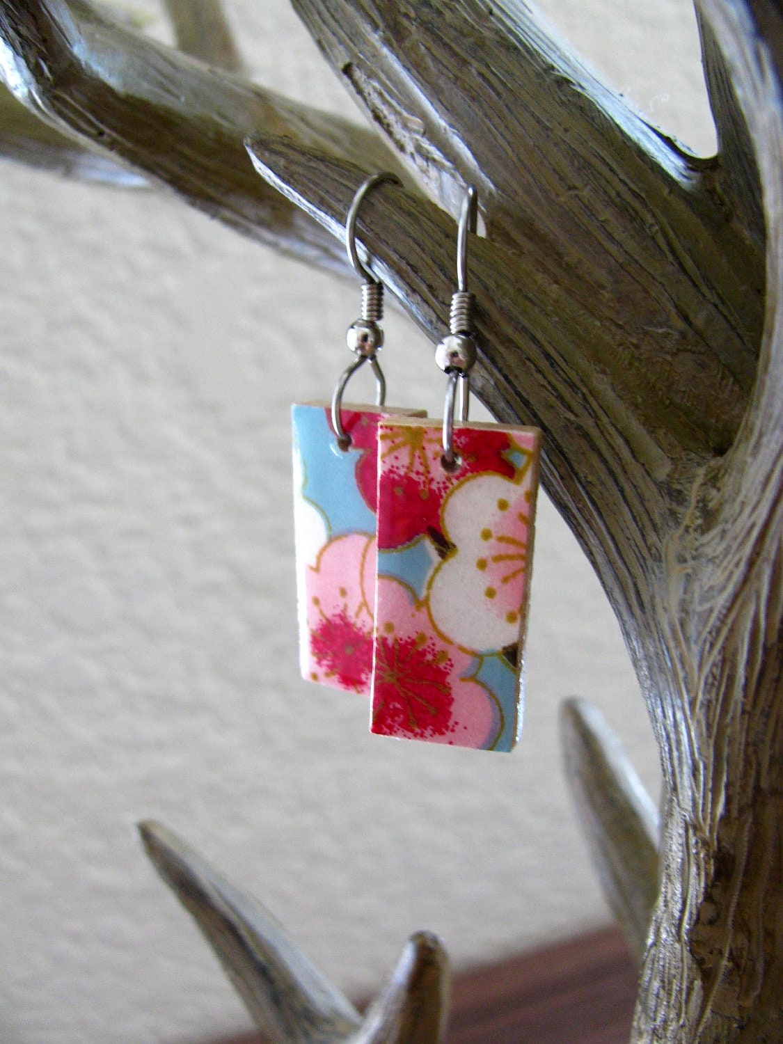 glossed japanese chiyogami nickel-free earrings - bliss