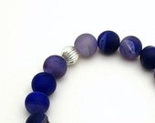 Purple Beaded Bracelet / Purple Agate Druzy / Modern Purple Druzy Bracelet / Hand Painted Agate / Organic Crystals