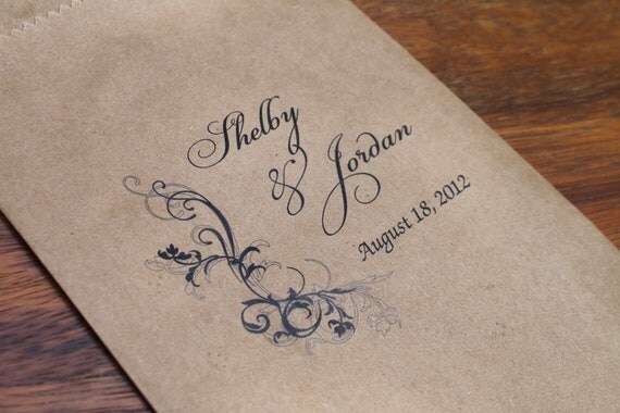 Personalized Kraft Favor or Gift Bags for Candy Bar, Outdoorsy Wedding, Affordable - Set of 150