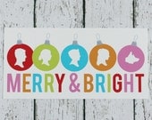 Personalized Christmas Card Family in Silhouette Ornaments - DIY Printable