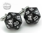 Black d20 20 Sided Dice Cufflinks
