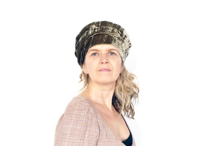 Olive Green Silk Velvet Hat