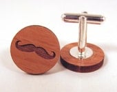Mustache Wooden Cuff Links