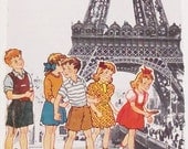 Kids in Paris - Eiffel Tower - More Kids in Paris - Handmade Collage Card