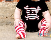Stripey X-bones - 2 pc Shirt/Onesie and Kool Kid Arm/Leg Warmer set for Boys, Toddlers, Baby and Infants