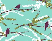One Decorative Throw Pillow Cover - Joel Dewberry Fabric, Aviary 2, Sparrows, Plum -   20 x 20
