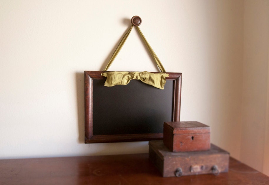 Framed chalkboard, antique wood frame, salvaged wood, old frame