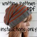 Instant Download Knitting Pattern, Knit Hat Pattern, Easy Slouchy Beanie Beret, Unisex, winter, ski, teen