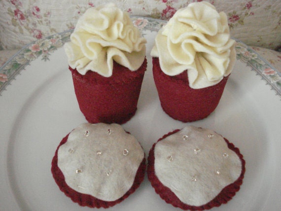 Felt Red Velvet Cupcake and Cookie Set