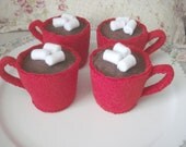 Felt Play Food Four Mugs of Hot Chocolate with Mini Marshmallows