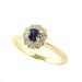 14K Blue Sapphire Diamond Halo Engagement Ring 14K 18K White Yellow Rose Gold Platinum Palladium Bridal Jewelry