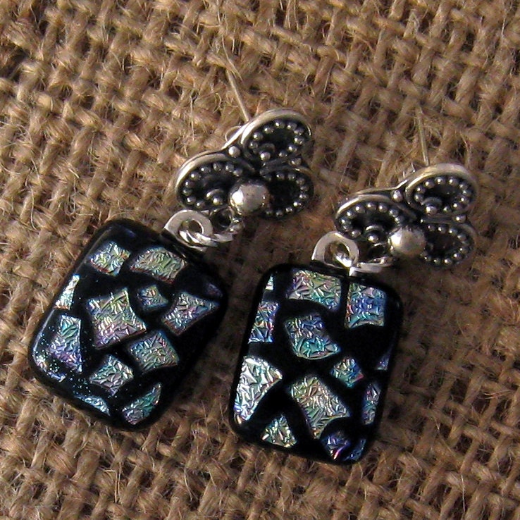 Dichroic Post Earrings, Fused Glass Earrings, Dichroic Jewelry, Fused Glass Jewelry