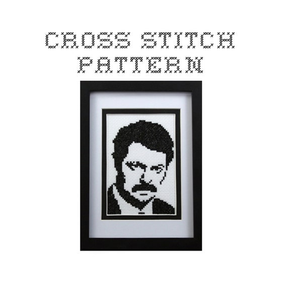 DIY Ron Swanson - .pdf Original Cross Stitch Pattern - Instant Download