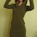 hooded tunic dress extra long sleeves w/thumb holes OLIVE GREEN