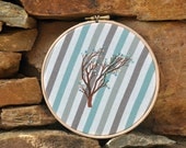 Arboris Primavera 1 - original mixed media embroidery hoop art - 7''