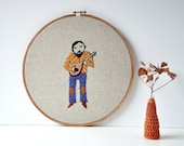 Brian's Symphony - The Mandolin Player  -  original mixed media hoop art