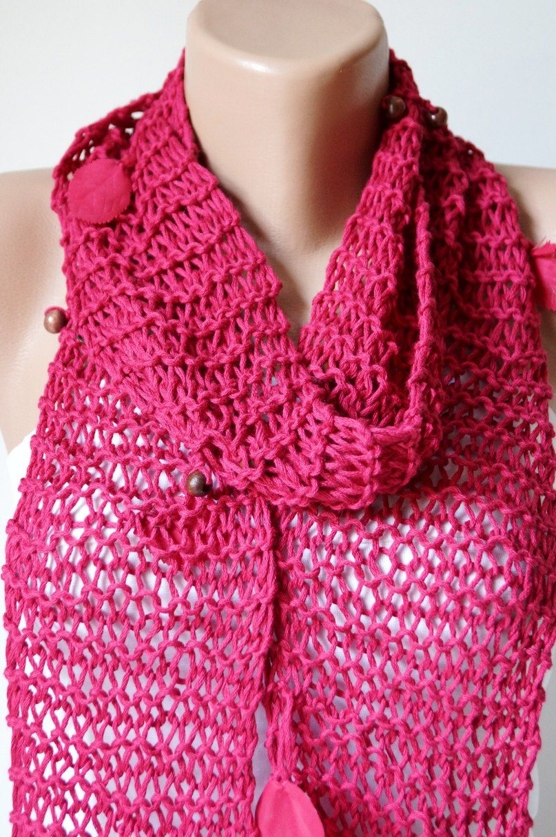 Cotton Scarf -Long Scarf -Winter Scarf-Allergical Classic garnet, ruby, dark red