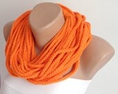 SALE - Loop Scarf-Orange Scarf - Chunky Chain Scarf