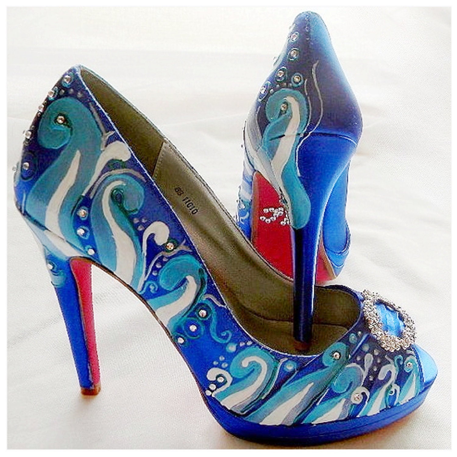 Custom Wedding Shoes something blue sapphire  beach I do crystals
