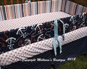 Custom Boutique Anchors Away Nautical Baby Nursery 3-Piece Crib Bedding Set made with fabric by Dear Stella