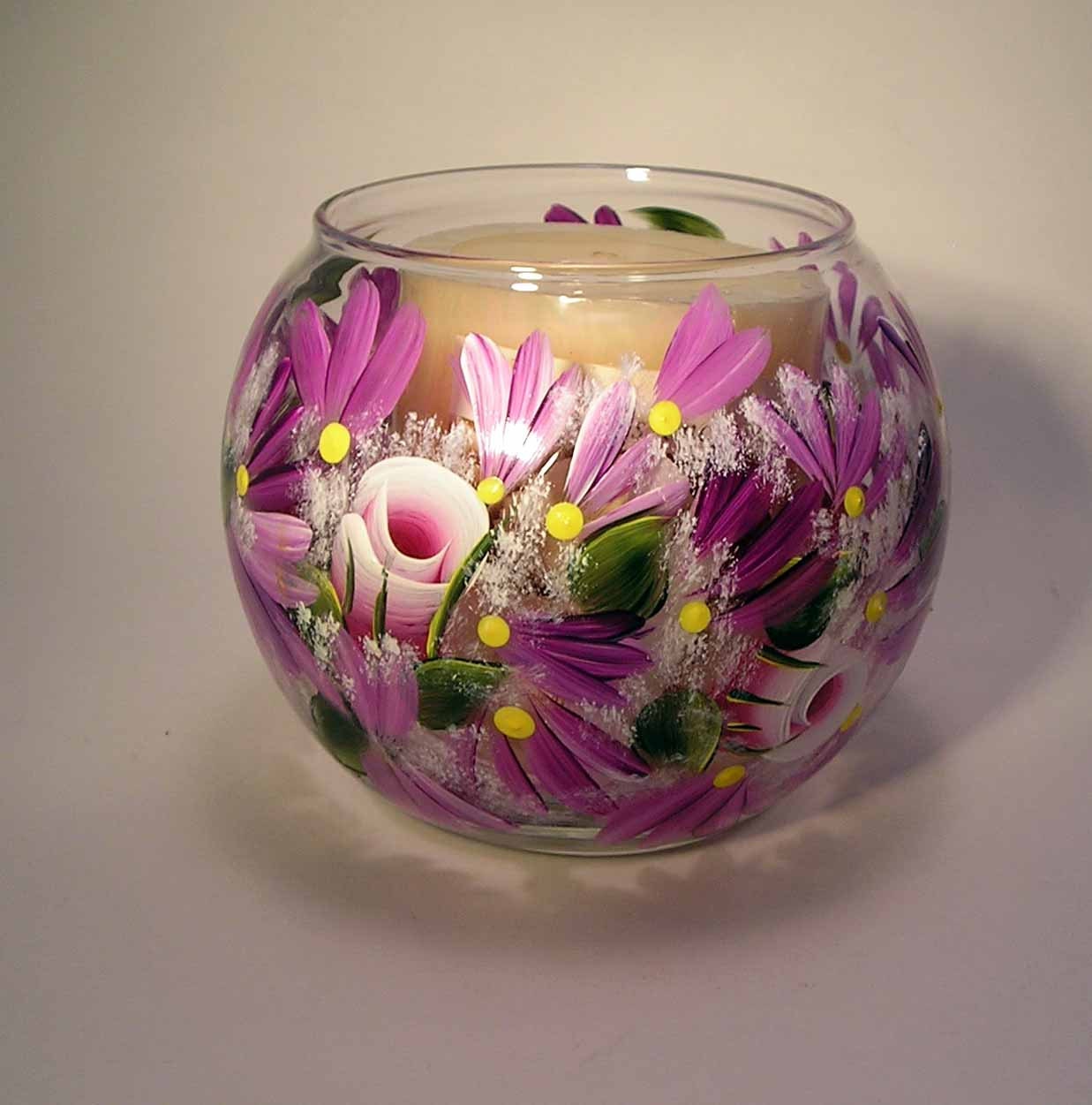 Roses and Daisy Candle Holder