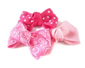 Baby Hair Bows in Pinks - Pink Sweet Petite Trio - Baby Hair Clips - Toddler Hair Clips - Girly Hair Bows