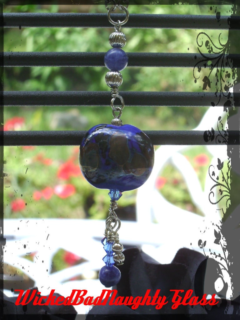 WBN Blue Bayou Lampwork Beaded Necklace Earring Set SALE WAS 45.00 WickedBadNaughty Glass