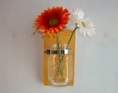 Cornflower Yellow Flower Wood Wall Mason Jar Shelf