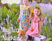 Whimsy Couture Sewing Pattern Tutorial ebook Vintage -- Ruffled Neckline Top/Dress -- with ruffles sizes 6m -12 girls PDF Instant