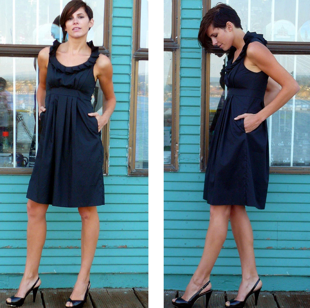 Bridesmaid Dress with pockets, Aqua cotton, Made To Order (more colors available)