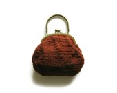 Handbag Knitted in Rusty Brown with Brass Handles