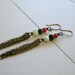 Mena Earrings - Turquoise, Watermelon Jade, Snow White Quartz, Antique Brass Chain Tassel - Last One