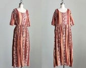Tribal Maxi Dress 1990s Vintage Sienna Southwestern Print Cotton Maxi Sun Dress