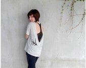 Womens t shirt - S/M/L/XL - birdcage print on open back pony tees - gift for her - One That Got Away