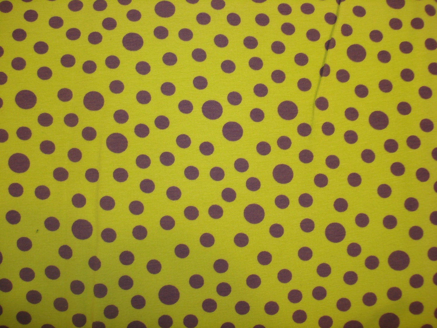 Halloween purple dots on lime Cotton Lycra  knit fabric 1 YD