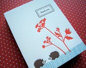 Letterpress Thank You - hedgehogs (set of 20)