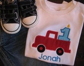 Birthday Boy - Personalized Birthday Truck Tee or Bodysuit for Him - Short Sleeves