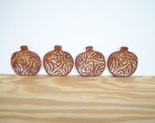 Stamped Ceramic Pumpkin Trinket Dishes in Shino Glaze - Set of 4