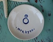 Bride to Be Dish with Diamond Ring and Name or Monogram