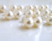 Bridal Earrings Swarovski Ivory Round Pearl Sterling Silver Stud Earrings Set of 6 Bridesmaids Jewelry Wedding Jewelry