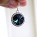 Sapphire Jewelry Wedding Jewelry Bridal Earrings Swarovski Crystal Montana Navy Blue Rivoli Silver CZ Halo Bella E16H-M Bridesmaid Jewelry