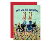You Are My Sunshine - Bunny Riding a Bicycle Love Card