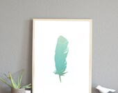 Blue Feather 11x14 Childrens Wall Art Print