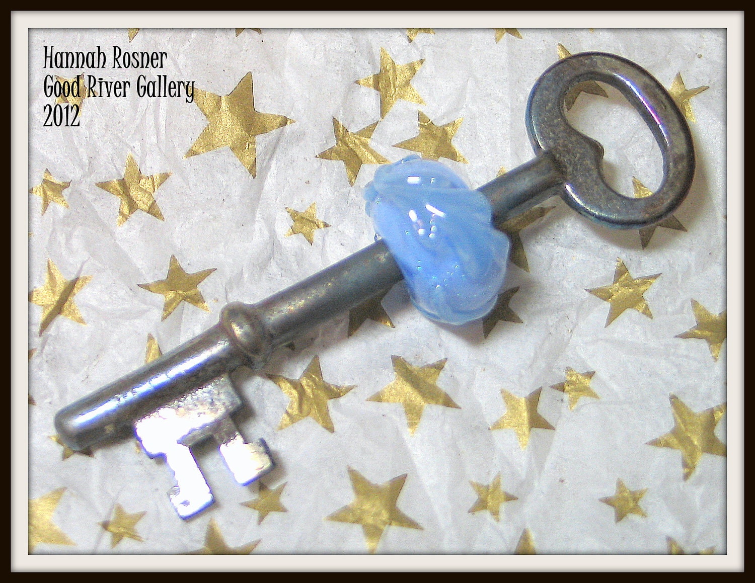 Silver Blue Lampwork Glass Bead