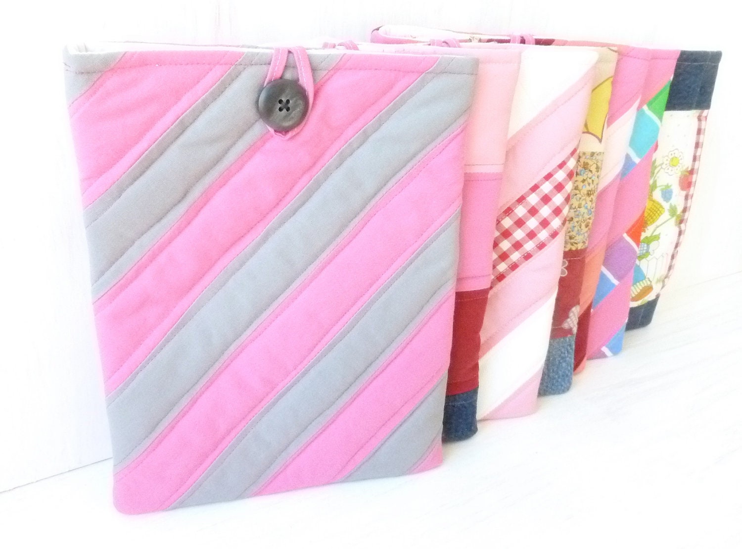Pink Grey Ipad Cases - Vegan Recycle Padded Ipad 2 Sleeves - Unique Cool Ipad 3 Case - Cute Stylish Teen Girl Gift Idea