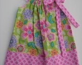 SALE 18 months Pillowcase Dress Foral Pink and Green  Boutique  Ready to Ship